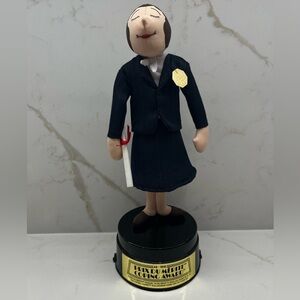 Vintage Coping Award Trophy 1989 Cloth Female Statuette with Scroll Black Base